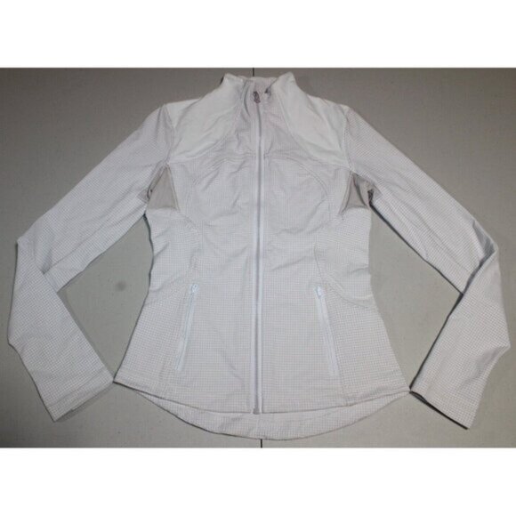 Lululemon Forme Full Zip Jacket Gingham Plaid Dune White Size 8 Activewear - Picture 3 of 16